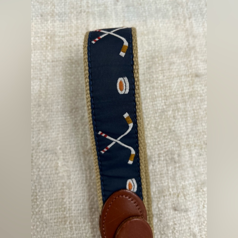 Leather Man Limited Men's Handmade Blue Canvas Hockey Theme Leather Belt Size 28